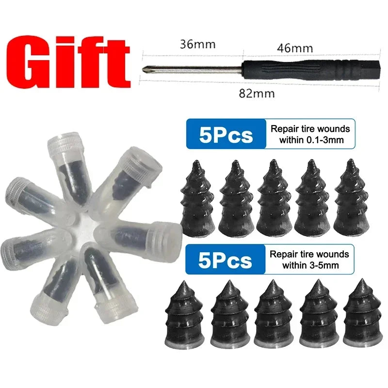 MOTIXGEAR™ 10/20/30PCS Tire Repair Nails – Universal Vacuum Tyre Puncture Plug Kit for Cars, Motorcycles, Trucks & Scooters