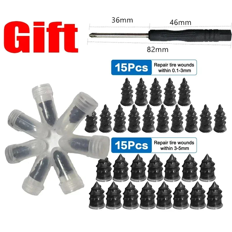 MOTIXGEAR™ 10/20/30PCS Tire Repair Nails – Universal Vacuum Tyre Puncture Plug Kit for Cars, Motorcycles, Trucks & Scooters