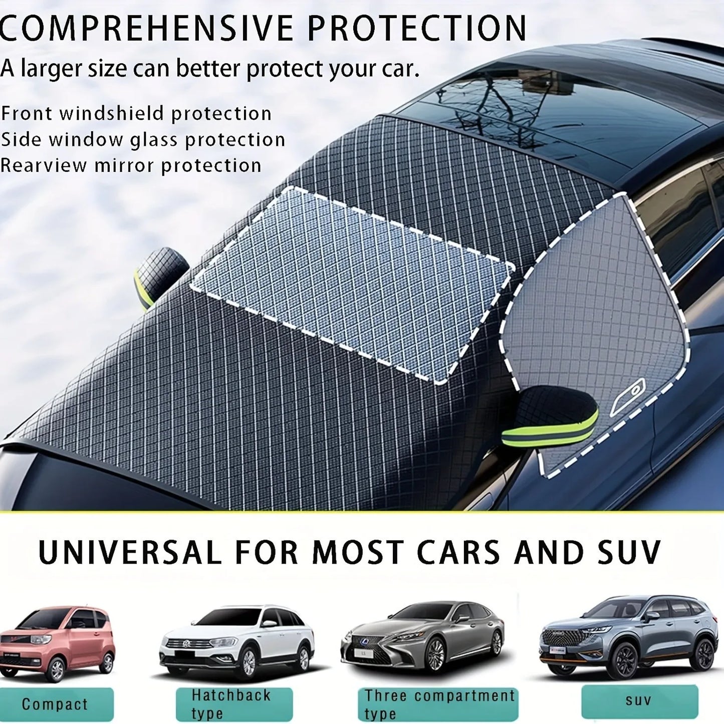 MOTIXGEAR™ Premium Windshield Snow Cover – Magnetic Anti-Freeze, Anti-Frost & Ice Protection Shield