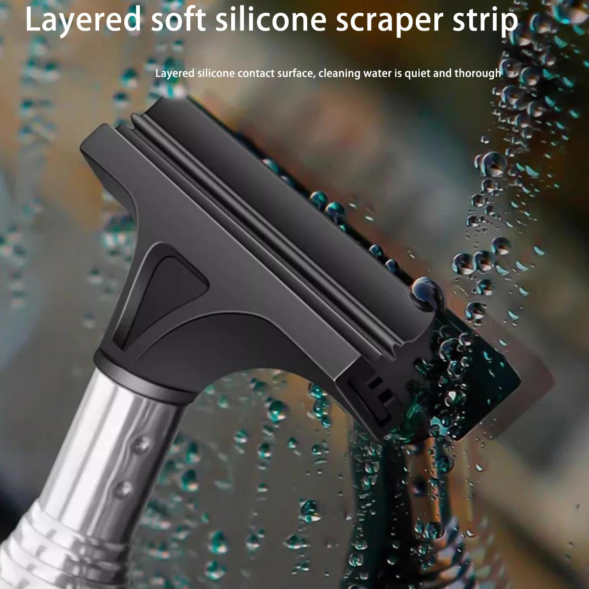 MOTIXGEAR™ Rearview Mirror Wiper – Telescopic Handle, Stainless Steel Auto Glass Cleaning Tool & Anti-Fog Brush